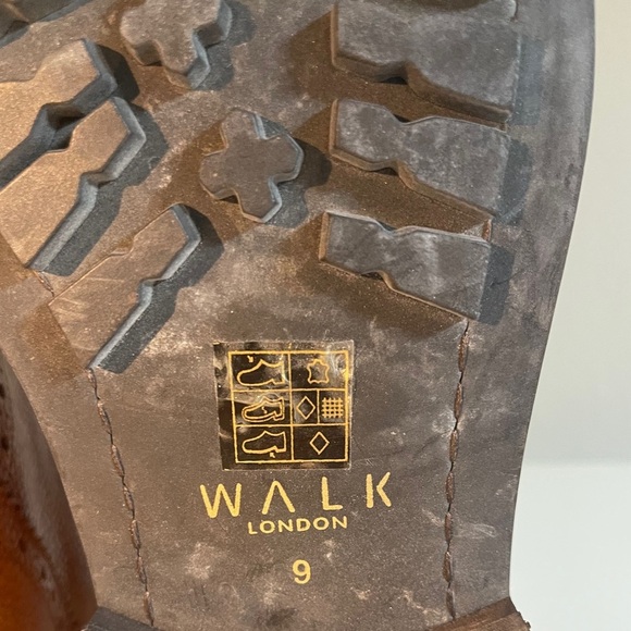 WALK London Brogue Combat Boots Tan Leather Size 9 - Picture 10 of 10